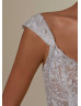 Cap Sleeves Beaded Ivory 3D Lace Tulle Fashion Wedding Dress